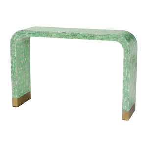 Baxton Studio Didrika Modern Bohemian Seafoam Green Mother of Peral Console Table