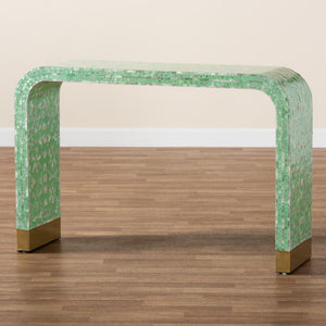 Baxton Studio Baxton Studio Didrika Seafoam Green Console Table with Mother-of-Pearl Finish for Modern Homes F232-FT36-Console Table