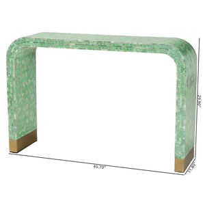 Baxton Studio Baxton Studio Didrika Seafoam Green Console Table with Mother-of-Pearl Finish for Modern Homes F232-FT36-Console Table