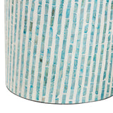 Baxton Studio Draven Modern Bohemian White and Blue Mother of Pearl End Table