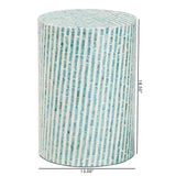 Baxton Studio Draven Modern Bohemian White and Blue Mother of Pearl End Table