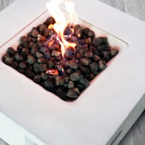English Elm Fiber Reinforced Concrete Propane Gas Fire Pit table with 40,000 BTU Stainless Steel Burner, Durable Heat-Resistant Design Gray B120P198378