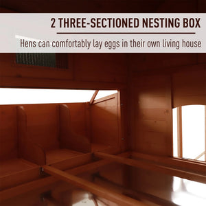English Elm Chicken Coop Solid Fir Wood Elevated Backyard Hen House with Six Nesting Spaces T3971S00015