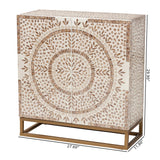 Baxton Studio Ercilia Modern Bohemian White and Rustic Brown Mother of Pearl Storage Cabinet