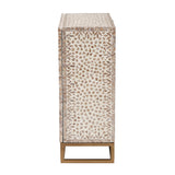 Baxton Studio Ercilia Modern Bohemian White and Rustic Brown Mother of Pearl Storage Cabinet