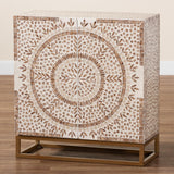 Baxton Studio Ercilia Modern Bohemian White and Rustic Brown Mother of Pearl Storage Cabinet