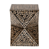 Baxton Studio Feronia Modern Bohemian Black and Bronze Mother of Pearl End Table