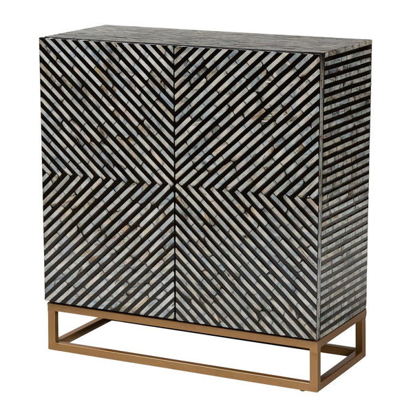 Baxton Studio Baxton Belenus Modern Bohemian Storage Cabinet with Mother of Pearl & Gold, Stylish & Functional F232-FT52-Cabinet