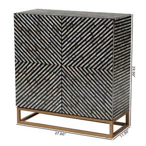 Baxton Studio Baxton Belenus Modern Bohemian Storage Cabinet with Mother of Pearl & Gold, Stylish & Functional F232-FT52-Cabinet