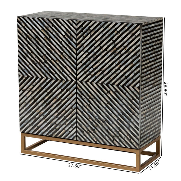 Baxton Studio Baxton Belenus Modern Bohemian Storage Cabinet with Mother of Pearl & Gold, Stylish & Functional F232-FT52-Cabinet