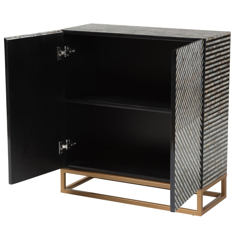 Baxton Studio Baxton Belenus Modern Bohemian Storage Cabinet with Mother of Pearl & Gold, Stylish & Functional F232-FT52-Cabinet