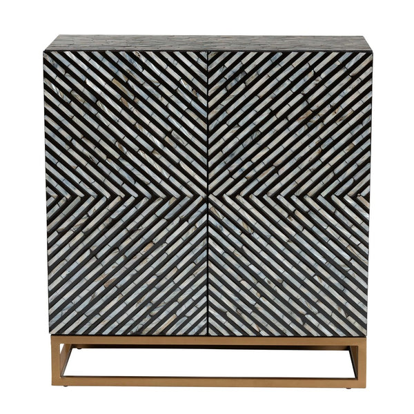 Baxton Studio Baxton Belenus Modern Bohemian Storage Cabinet with Mother of Pearl & Gold, Stylish & Functional F232-FT52-Cabinet