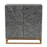 Baxton Studio Belenus Modern Bohemian Two-Tone Black and Grey Mother of Pearl and Gold Metal Storage Cabinet