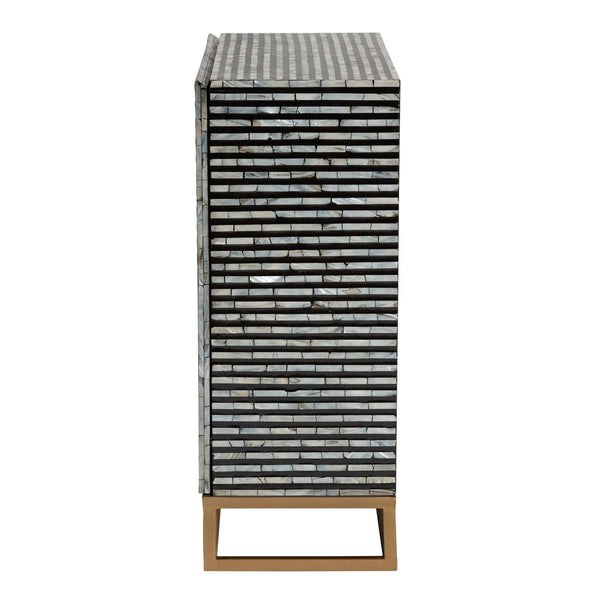 Baxton Studio Baxton Belenus Modern Bohemian Storage Cabinet with Mother of Pearl & Gold, Stylish & Functional F232-FT52-Cabinet