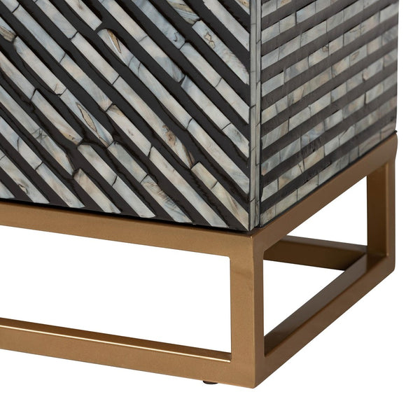 Baxton Studio Baxton Belenus Modern Bohemian Storage Cabinet with Mother of Pearl & Gold, Stylish & Functional F232-FT52-Cabinet