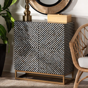 Baxton Studio Baxton Belenus Modern Bohemian Storage Cabinet with Mother of Pearl & Gold, Stylish & Functional F232-FT52-Cabinet