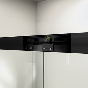 English Elm 56-60 in Semi-frameless Bypass Shower Door Matte Black Tempered Glass Walk-in W1573P239432