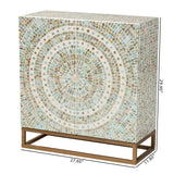 Baxton Studio Quintus Modern Bohemian Multicolor Mother of Pearl and Gold Metal Storage Cabinet