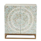 Baxton Studio Quintus Modern Bohemian Multicolor Mother of Pearl and Gold Metal Storage Cabinet