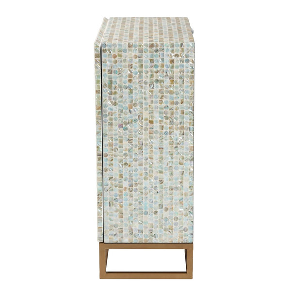 Baxton Studio Baxton Studio Quintus Bohemian Mother of Pearl Cabinet with Gold Metal Base for Stylish Storage Solutions F232-FT53-Cabinet