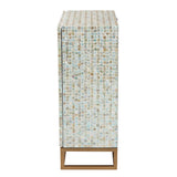 Baxton Studio Quintus Modern Bohemian Multicolor Mother of Pearl and Gold Metal Storage Cabinet