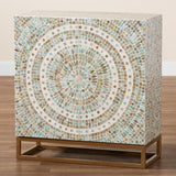 Baxton Studio Quintus Modern Bohemian Multicolor Mother of Pearl and Gold Metal Storage Cabinet