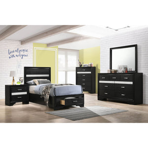 English Elm Urbana Black Twin Storage Panel Bed with Crystal Pulls & Glitter Trim, Slatted Platform, Drawers B062S00698