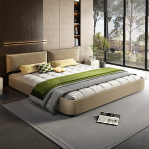 English Elm King Size Chenille Upholstered Bed Frame With Movable Headboard & Solid Support - Elegant Comfort! W1885S00239