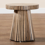 Baxton Studio Devika Modern Bohemian Two-Tone Natural and Dark Brown Bamboo End Table