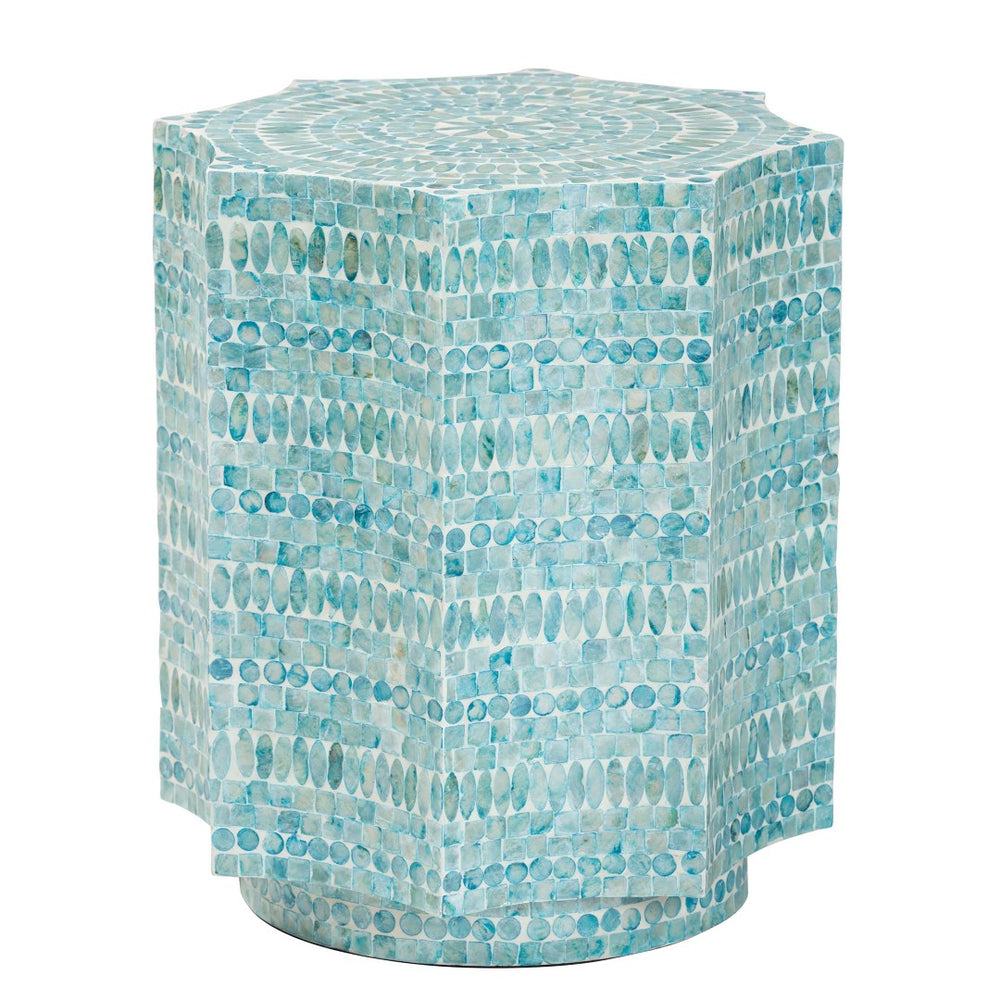 Baxton Studio Baxton Olesia Blue Mother of Pearl End Table - Modern Bohemian Accent for Small Spaces & Style F232-FT59-Accent Table