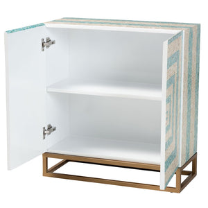 Baxton Studio Baxton Studio Utari Bohemian Chic Storage Cabinet with Mother of Pearl & Gold Metal Base, 27.6” W F232-FT85- Cabinet