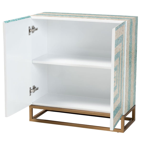 Baxton Studio Baxton Studio Utari Bohemian Chic Storage Cabinet with Mother of Pearl & Gold Metal Base, 27.6” W F232-FT85- Cabinet