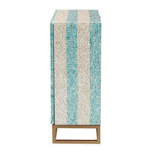Baxton Studio Baxton Studio Utari Bohemian Chic Storage Cabinet with Mother of Pearl & Gold Metal Base, 27.6” W F232-FT85- Cabinet