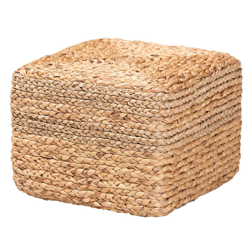 Baxton Studio bali Marella Bohemian Seagrass Footstool – Handcrafted Natural Accent Piece for Modern Interiors F234-FT4-Seagrass/Waterhyacinth-Stool
