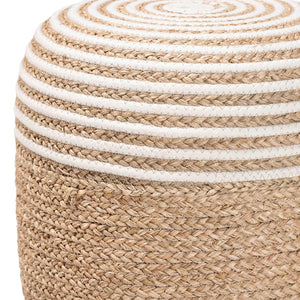 Baxton Studio bali Nequiel Modern Bohemian Seagrass Ottoman Footstool – Rustic Charm for Living Spaces & Decor F234-FT5-Seagrass/Cotton-Stool