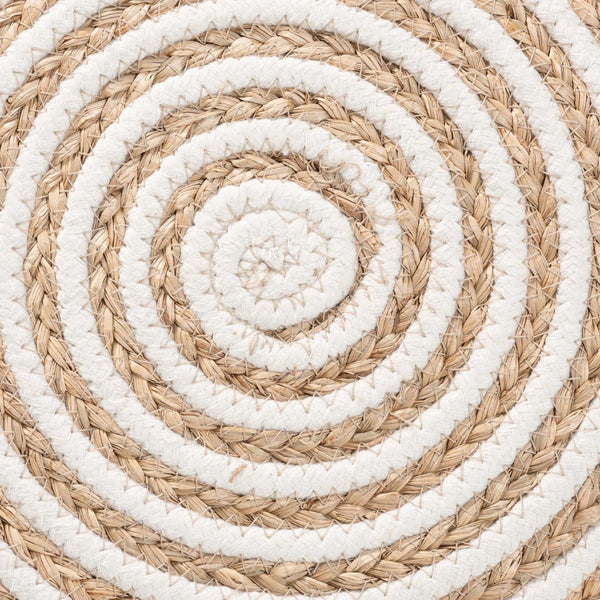 Baxton Studio bali Nequiel Modern Bohemian Seagrass Ottoman Footstool – Rustic Charm for Living Spaces & Decor F234-FT5-Seagrass/Cotton-Stool