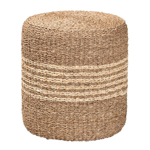 Baxton Studio bali Wickham Modern Bohemian Seagrass Ottoman – Handcrafted Footstool for Cozy Living Spaces F234-FT6-Seagrass/Palm Leaf-Stool