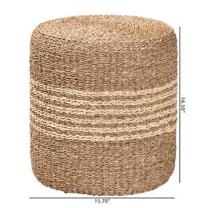 Baxton Studio bali Wickham Modern Bohemian Seagrass Ottoman – Handcrafted Footstool for Cozy Living Spaces F234-FT6-Seagrass/Palm Leaf-Stool