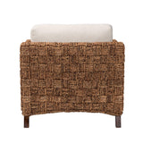 bali & pari Vevina Modern Bohemian Dark Brown Mahogany Wood and Woven Seagrass Arm Chair