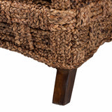 bali & pari Vevina Modern Bohemian Dark Brown Mahogany Wood and Woven Seagrass Arm Chair