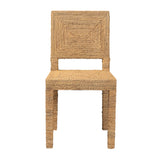 bali & pari Anfield Modern Bohemian Natural Seagrass and Mahogany Wood Dining Chair