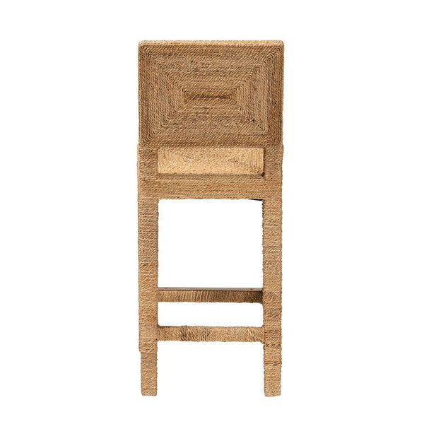 Baxton Studio bali Anfield Modern Bohemian Seagrass & Mahogany Counter Stool - Elegant Support for Kitchen Bars Anfield SH60-Mahogany/Seagrass-CS