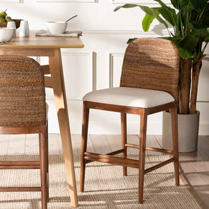 Baxton Studio bali Nadim Modern Bohemian Counter Stool - Handmade Acacia & Seagrass, Comfortable & Stylish Design New York-Wood/Banana-CS