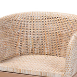 bali & pari Papua Modern Bohemian Antique White Washed Rattan and Mahogany Wood Dining Chair