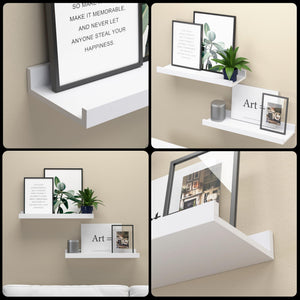English Elm Floating Shelves Set of 2 Modern White Wall Mounted Display Shelves 15.6x5.1 Slim Durable Build W2181P194271