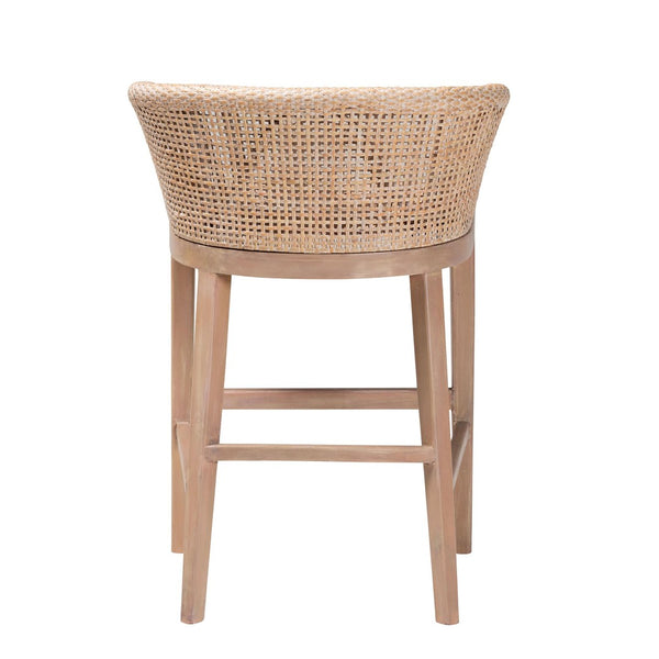 Baxton Studio bali Papua Counter Stool - Handcrafted Antique White Rattan & Mahogany for Bohemian Style Decor Papua-Wood/Antil White Wash-CS