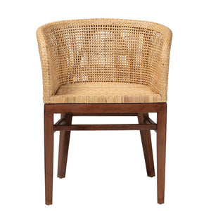 Baxton Studio bali Papua Bohemian Dining Chair - Handcrafted Natural Rattan & Acacia Wood for Modern Elegance Papua-Wood/Natural-DC