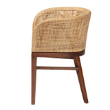 bali & pari Papua Modern Bohemian Natural Rattan and Walnut Brown Acacia Wood Dining Chair