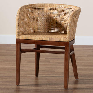 Baxton Studio bali Papua Bohemian Dining Chair - Handcrafted Natural Rattan & Acacia Wood for Modern Elegance Papua-Wood/Natural-DC