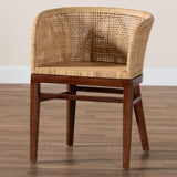 bali & pari Papua Modern Bohemian Natural Rattan and Walnut Brown Acacia Wood Dining Chair